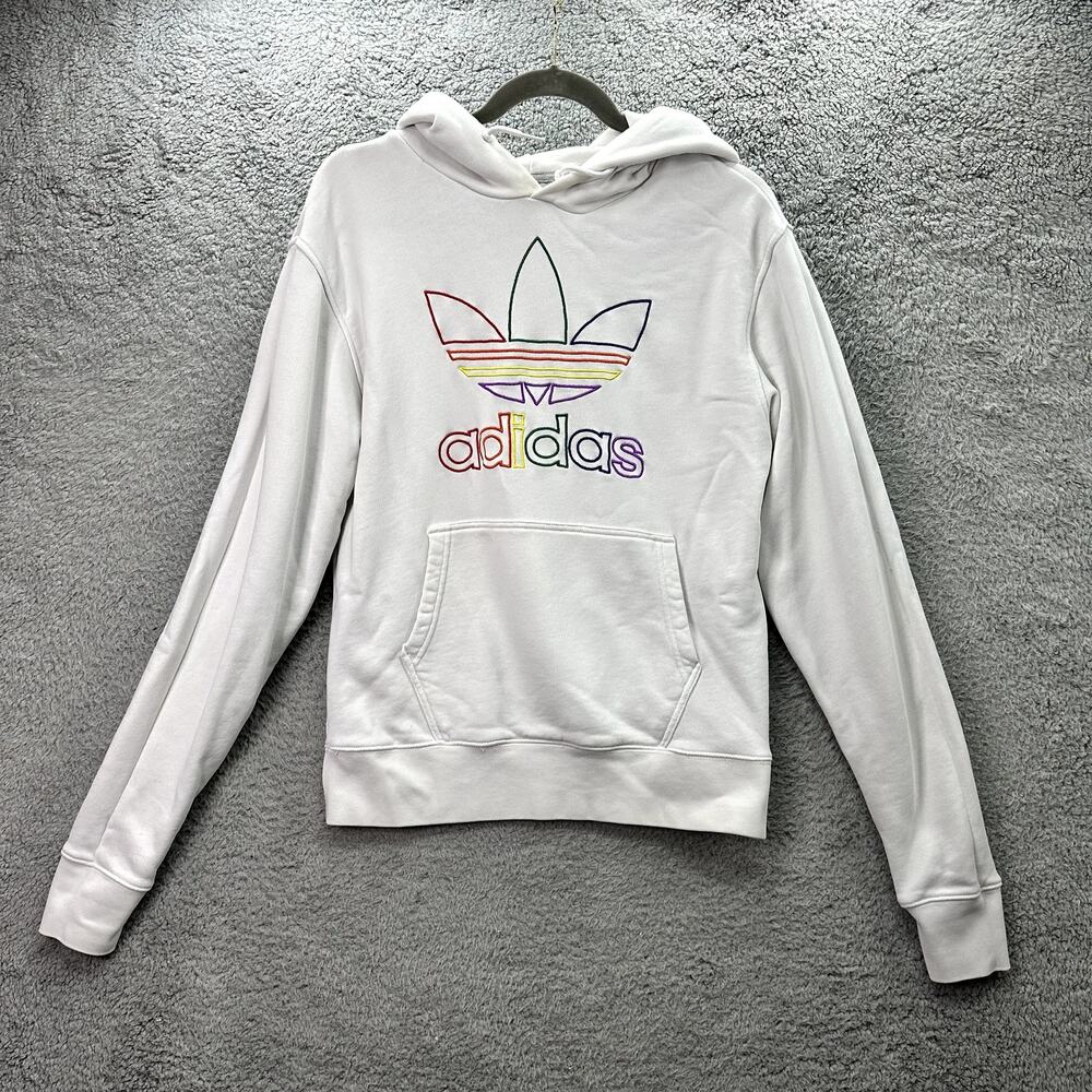 Adidas Women's S/M‎ Rainbow Logo White Hoodie Pride Comfort Activewear Workout